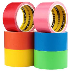 LLPT Colored Duct Tape 6 Premium Packs 2 Inch x 30 Ft Per Roll Assorted Colorful Bulk Tape Tear by Hand Included for Moving Packing Color Coding Art Craft DIY Projects (DT606)