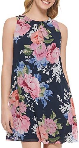 Jessica Howard Women's Sleeveless Printed Chiffon Shift Mini Dress, 16