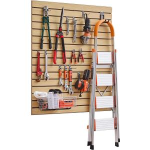 VEVOR Slat Wall Paneling, 4 x 4ft, MDF Garage Slatwall with Modular Design, Natural Slat Wall Easy-to-Install Adjustable Slatwall Panel with Coupling Structure & DIY Cutting, Fit for Storage & Display (Fiberboard, Yellow)