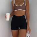 LASLULU Sexy Sports Bras for Women V Neck Sleeveless Padded Bra Workout Yoga Crop Top (Brown, XL)