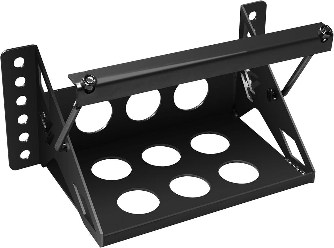 JY PERFORMANCE Metal Battery Tray Box, Universal Metal Steel Bolt-in Battery Mounting Box Tray Bracket for Car Trailer Boat - Fits up to 10.63"7.06"7.5", Anti-Rust Corrosion-Black