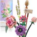 Mini Building Blocks Botanical Collection Construction Building Bricks Toy, Plant Model Eternal Flowers Home Decor, 6+(Purple)