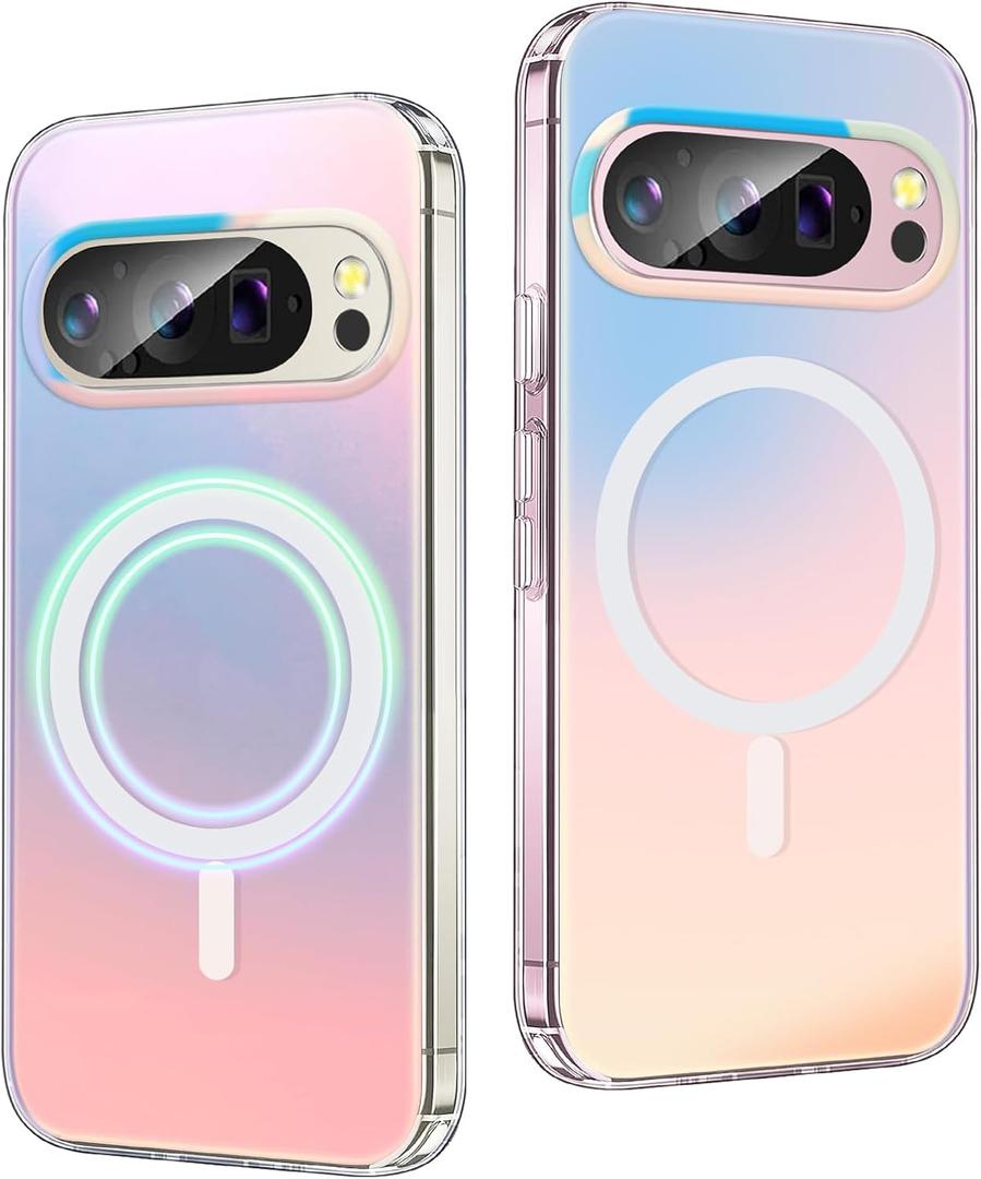 for Google Pixel 9 Pro XL Case Holographic Iridescent [Compatible with Magsafe] Rainbow Unique and Aesthetic Phone Cover for Girls and Women Protective Case for Pixel 9 Pro XL Cover (Irisierend)