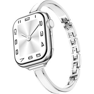 Mosonio Slim Bracelet Bands for Apple Watch Women, Elegant Thin Metal Band with Embedded Silicone Accents for iWatch, Easy-Adjust Link Strap Compatible with Apple Watch Series 11/10 (42mm), Series 9/8/7 (41mm), Series 6/5/4/SE (40mm), Series 3/2/1 (38mm)