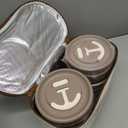 Dandat 4 Pcs Insulated Bento Box Portable Stainless Steel Food Container Round Stackable Leakproof Thermal Food Container for Adult Men Women with Insulated Bag, 74 oz(Khaki)