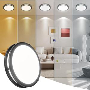 7.5 Inch Round Black Ceiling Light Fixture for Living Room - 7.5 Black LED Flush Mount Ceiling Lamp 2700K/3000K/3500K/4000K/5000K LED Kitchen Bathroom Light 12W