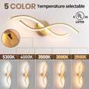 24 Inch Gold Modern LED Vanity Light, 20W 5CCT Dimmable Bathroom Light Fixture Over Mirror, 2700K-6500K Contemporary Wall Sconce for Bathroom, Curved Design Modern Vanity Lighting (Gold)