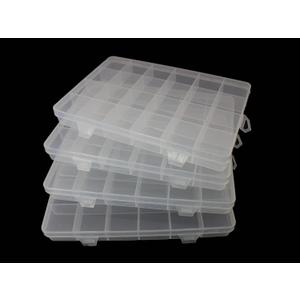 4packs Plastic Organizer Box 24 Grids Clear Storage Container Jewelry Box with Fixed Dividers for Beads Art DIY Crafts Jewelry Fishing Tackles (4pcs 24 Grids Box)