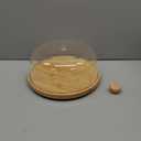 Rotating Cake Stand with Lid, 12'' Wood Food Plate with Cover, Serving Tray, Fruit Platter, Salad Bowl, Dessert Table Display & Acrylic Cake Dome Cover for Party