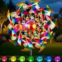 Solar Wind Spinners for Yard and Garden - 360 Metal Large Wind Sculptures Outdoor Clearance Kinetic Windmills with 4 Layer Jeweled Blades for Patio, Lawn Garden Decoration - 54Inch (Gemstone)