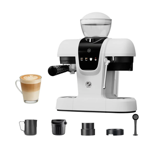 20 Bar Semi Automatic Espresso Machine with Built-in Grinder&Steam Wand, Pre-Infusion, NTC Temp Control, 58mm Single/Double Portafilter, Removable Water Tank & Drip Tray(White