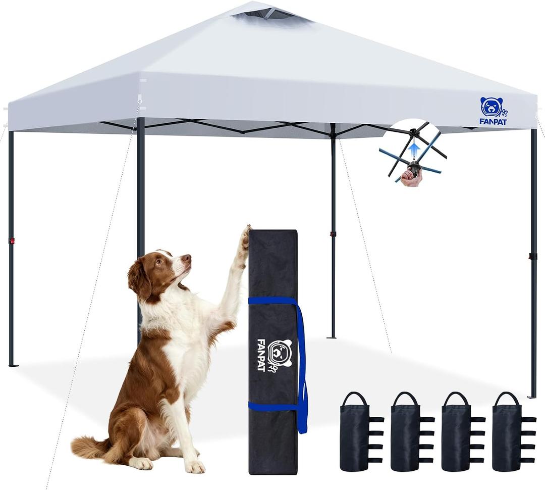 FANPAT 10x10 Pop Up Canopy White Tent, Shelter