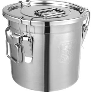 304 Stainless Steel Airtight Canister for Kitchen, 3.2Gal Canisters Container with Lids and Sturdy Locking Clamp,Bucket Food Storage Containers Airtight for Flour Coffee Bean Tea (12L)