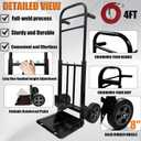 Heavy Duty Folding Hand Truck Dolly with Bungee Cords, 800 LB Dolly Cart | 8" Solid Rubber Wheels, 2*Bungee Cords, Compact Foldable Alloy Steel Design for Warehouses, Homes, Offices, andSmall Business