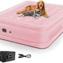 HikerSKY Air Mattress Queen with Built in Wireless Battery Pump, Blow Up Inflatable Mattress for Camping,Guest Air Bed, All Fabric, 21'' Pink Queen