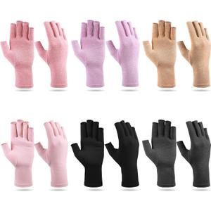 Haysandy 6 Pairs Arthritis Gloves, Compression for Women Men Fingerless Gloves for Carpal Tunnel Relieve Hand Muscle Pain(Medium)