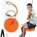 Rotating Disc Swing for Kids - 360 Swivel Seat, No Assembly, Portable Rope Swing - Indoor/Outdoor for Trees, 330lbs Capacity, Ages 3+ (Orange)
