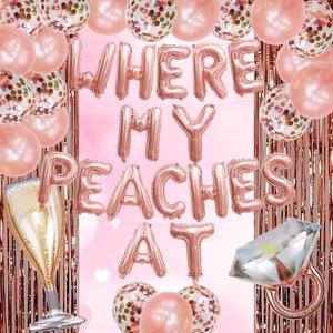 Bachelorette Party Decorations Supplies Bridal Shower Decor Bride Balloons Rose Gold Bachelorette Decorations Bride To Be Bachelorette Balloons Where My Peaches At Bachlorette Party Naughty