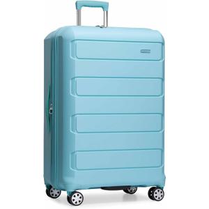 Traveler's Choice Pagosa Indestructible Hardshell Expandable Spinner Luggage, Baby Blue, 30-Inch Large