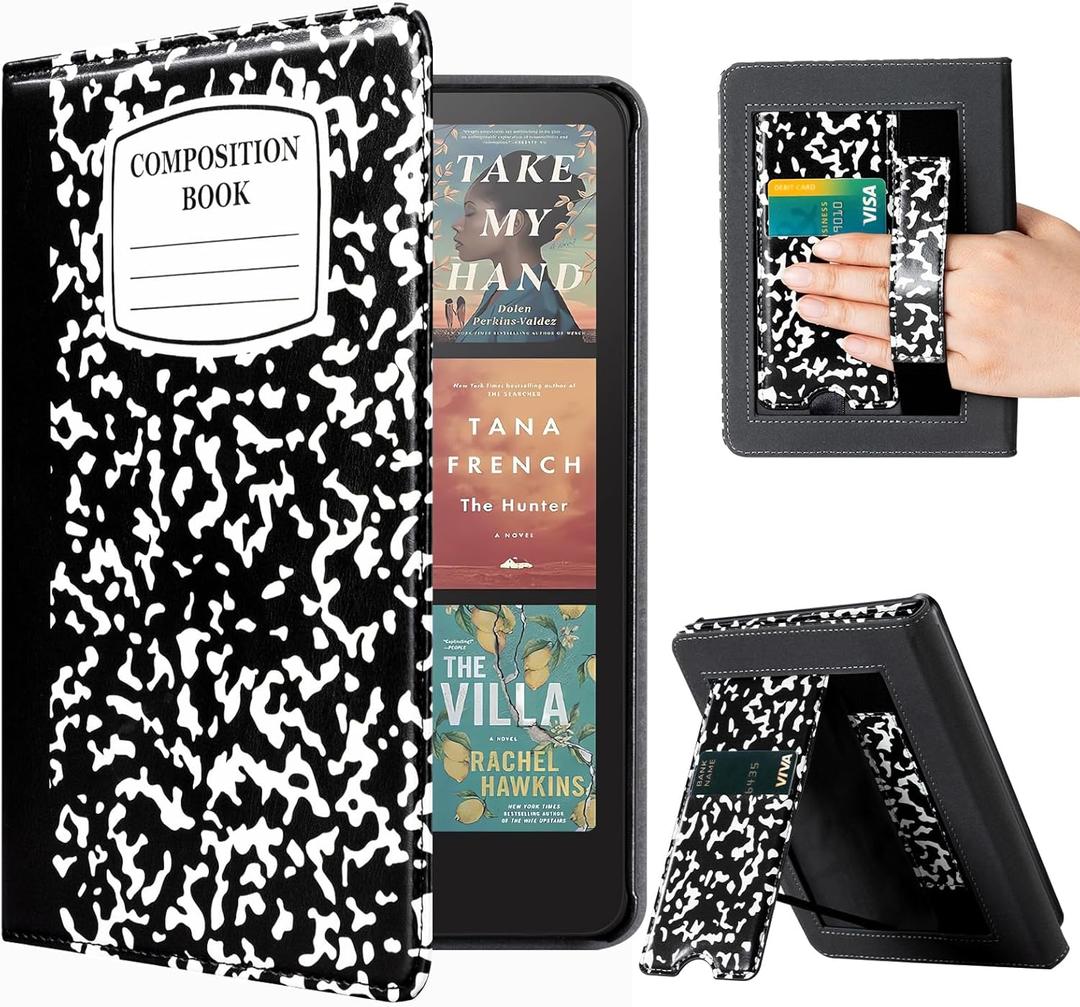 CoBak Case with Stand for Kindle Paperwhite 12th Gen 2024 Released (7") & Kindle Colorsoft Signature Edition - Durable PU Leather Cover with Auto Sleep Wake, Card Slot, Hand Strap Feature