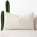 MIULEE Textured Boucle Throw Pillow Cover White Accent Solid Lumbar Christmas Pillow Case Decorative Soft Pack of 1 Couch Cushion Chair Sofa Bedroom Livingroom Home Decor,12x20 Inch