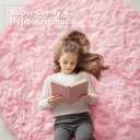 OLANLY Pink Round Rugs for Bedroom - Machine Washable, 4 ft Circle Area Rugs for Living Room, Soft and Fluffy Shaggy Carpet for Teen Girls and Boys, Nursery Rooms, Dorms, Home Decor Aesthetic
