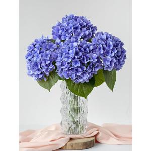 4 Pcs 20 '' Real Touch Hydrangeas Royal Blue Artificial Hydrangeas Flowers Faux Latex Hydrangea for Kitchen Living Room Porch Home Decor Baby Shower Party Wedding Xmas Table Centerpiece