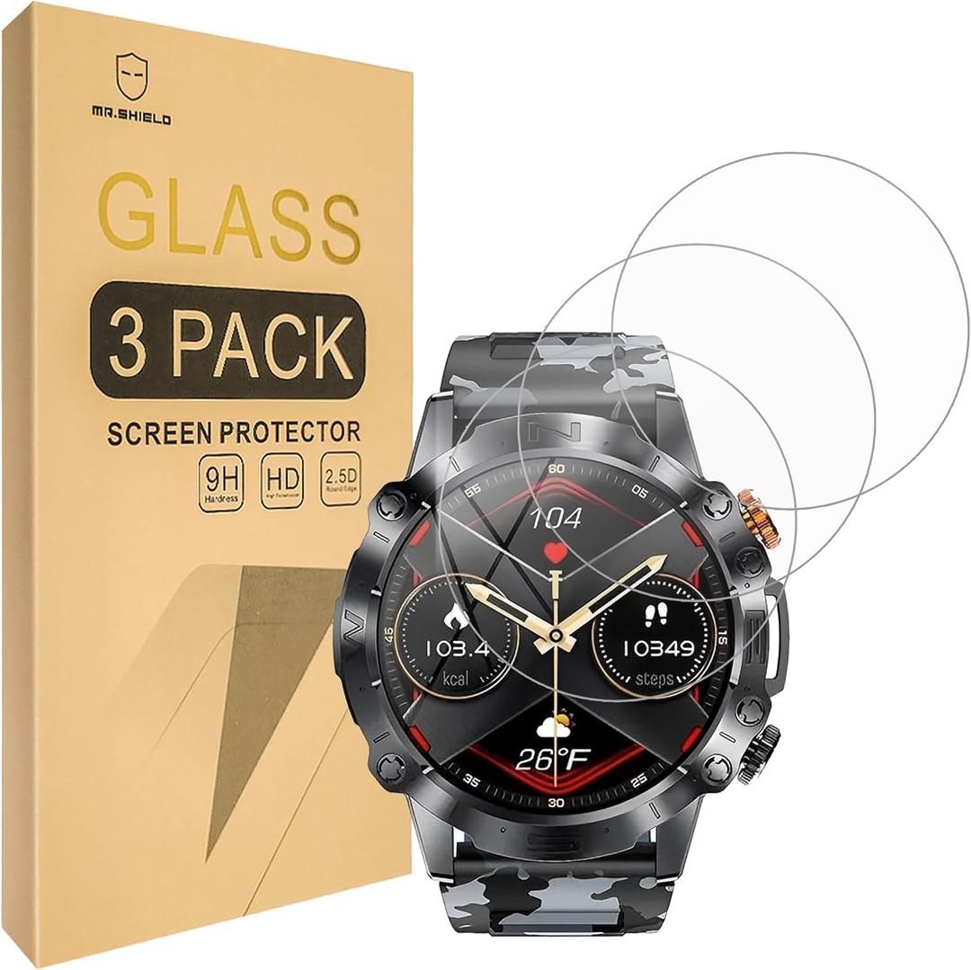 Mr.Shield Screen Protector compatible with GLONHI K59 Pro/SIEMORL ST19 / LIGE ST19 / ESFOE ST19 / LIGE K59, K59 / ST19 1.43" Smartwatch [Tempered Glass] [3-PACK] [Japan Glass with 9H Hardness]