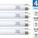Valoisa 4Pack F14T8/CW 14W 15 Inch T8 4100K Linear Fluorescent Light Bulb,14 Watts, G13 Medium Base,T8 Tube,14 3/4" MOL,1" Dia,4100K Cool White