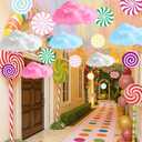 26 Pcs Christmas Candyland Clouds for Room Ceiling 2 ft x 9.8 ft Pastel Rainbow Sky Ceiling Curtains Hanging Clouds Candy Land Ornaments for Christmas Classroom Nursery Decor