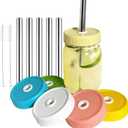 Mason Jar Lids, 6 Pack 86mm Wide Mouth Mason Jar Lid with Straw Hole for Ball Caning Jar - Drinking Coffee, Smoothies, Boba-Milk Tea, Dishwasher-safe & Leak-proof