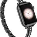 Missair Bands Compatible with Apple Watch Band 38mm 40mm 41mm 42mm 44mm 45mm 46mm 49mm for Women, Slim Metal Dressy Jewelry Bracelet with Bling Diamond for iWatch Series 11 10 9 8 7 6 5 4 3 SE Ultra (Black)