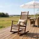 Wooden Outdoor Rocking Chair, Weatherproof Oversized Rocking Chair, Heavy Duty Comfort Brown 450 lbs Weight Capacity, Solid Relaxing Rocker Brown High Back for Patio, Porch, Living Room,