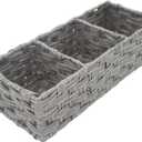 Toilet Paper Basket for Tank Topper, Woven Storage Box Cube Basket Bin Container, Shelf Cabinet (Grey 1pc) (14.17''L x 5.90''W x 3.93''H)