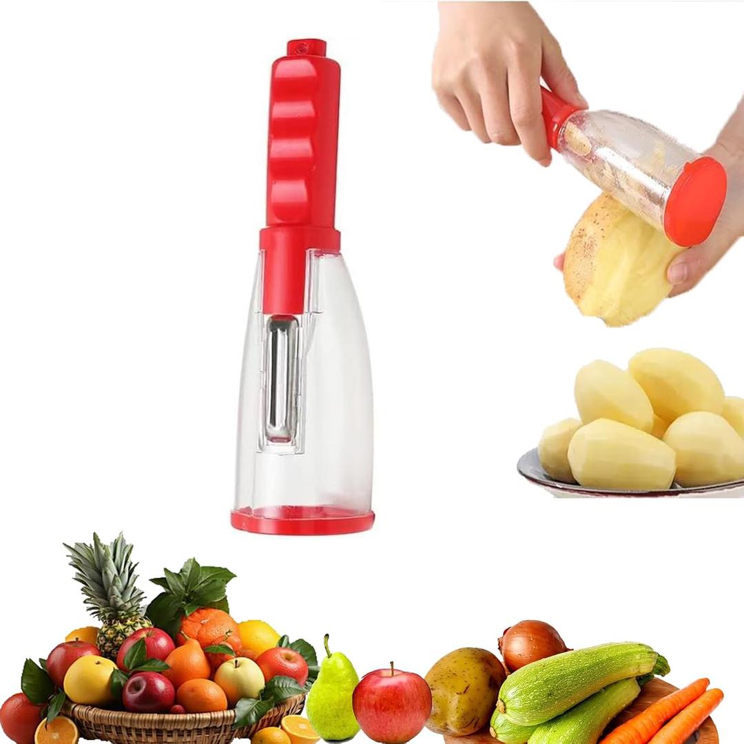 2 x Vegetable peelers for kitchen, Potato Peeler, Fruit Carrot Veggie Peelers Built-in peel catcher, Peeler with Ergonomic Non-Slip Handle,Dishwasher safe for home, office and camping(Red)