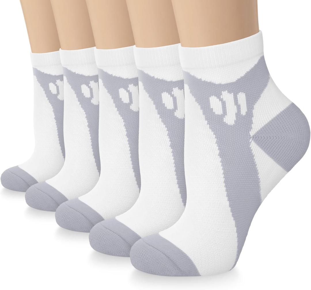 Iseasoo Copper Ankle Compression Socks - Low Cut Arch Support Socks for Men & Women, Running, Nurses, Plantar Fasciitis Socks (XX-Large, A05 - White)