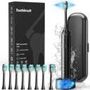 Electric Toothbrush, Sonic Type for Adults & Teens, 8 Brush Heads, Travel Case, 6 Modes, 40000 VPM Electric Motor, IPX7 Waterproof, 2 Minutes Timer, Wireless Charging, One Charge for 100 Days - Black
