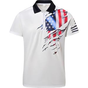 Funny Hawaiian Shirt for Men 4th of July American Flag Casual Summer Shirt for Men Short Sleeve Button Shirt, M
