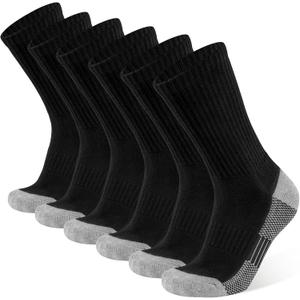 Men's Cotton Moisture Wicking Heavy Cushion Crew Work Socks,6-12, 6Pairs (6-9 Tall)