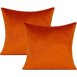 VAKADO 16x16 Set of 2 Burnt Orange Fall Throw Pillow Covers Decorative Thanksgiving Decor Autumn Rust Velvet Outdoor Couch Decorative Cushion Cases Home Decoration for Porch Patio Sofa Bedroom Car