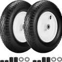 4.80/4.00-8" Air Filled Wheelbarrow Tire,Heavy-Duty Replacement Tire and Inner Tube Set with 3/4 & 5/8 Wheel Bearing and Spacer Kit included,Tubed Tires Non-Slip for Garden Cart Wagon (White)