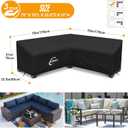 Kipiea Patio V-Shaped Sectional Sofa Cover, 420D Heavy-Duty Oxford Fabric Outdoor Sectional Cover with 6 Windproof Buckles, Anti UV and No Tears, No Fading (70"/70" L x 33.5" D x 31" H) Black