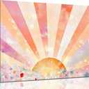 Framed Boho Sun Canvas Wall Art Picture Bohemian Sunset Sunrise Sunshine Rainbow Poster Print Aesthetic Floral Pink and Orange Abstract Painting Wall Decor for Bedroom Dorm 12x16in