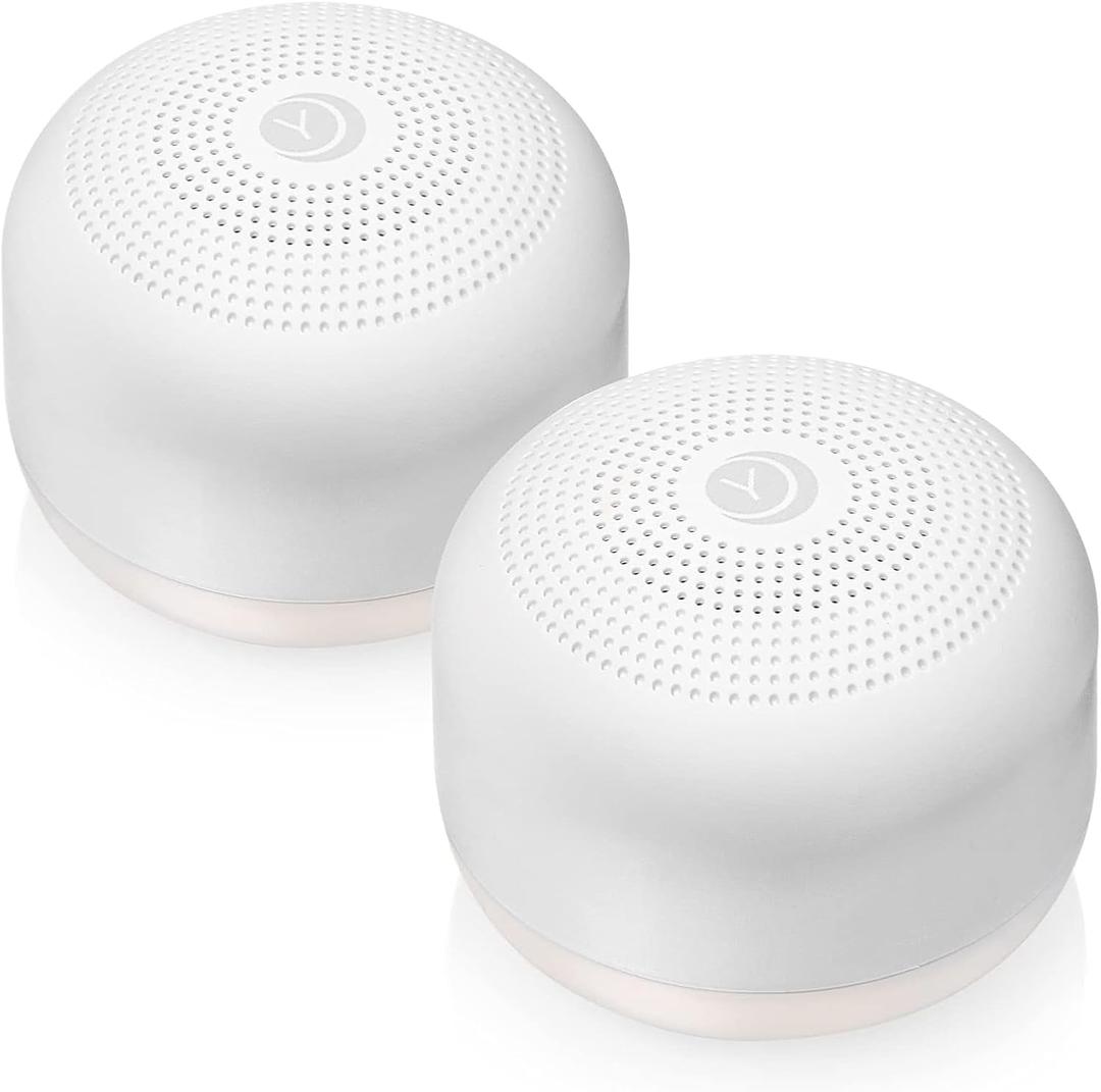 Yogasleep Travel Mini Portable White Noise Sound Machine (2 Pack) 6 Soothing Sounds, Volume Control, Dimmable Night Light, Sleep Therapy for Adults & Kids, USB Rechargeable, Lanyard Included