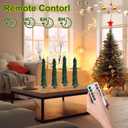 4 Pcs Christmas Tree-Shaped Flameless Taper Candles with Remote and Timer, 9.8'' Real Wax LED Window Candlesticks, 3D Flame Wick Battery Operated Christmas Tree Candles for Holiday Decoration (Green)