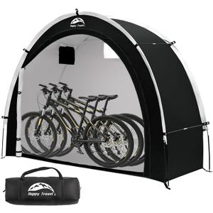 Happy Travel Bike Storage Shed Tent,Outdoor Portable Bicycle Storage Sheds with 210D Oxford Fabric PU4000 Waterproof for 2/3 Bikes,Bike Covers Shelter for Motorcycle,Garden Tools,Toys,Lawn Mower,  XL for 2-3 Bikes-Black