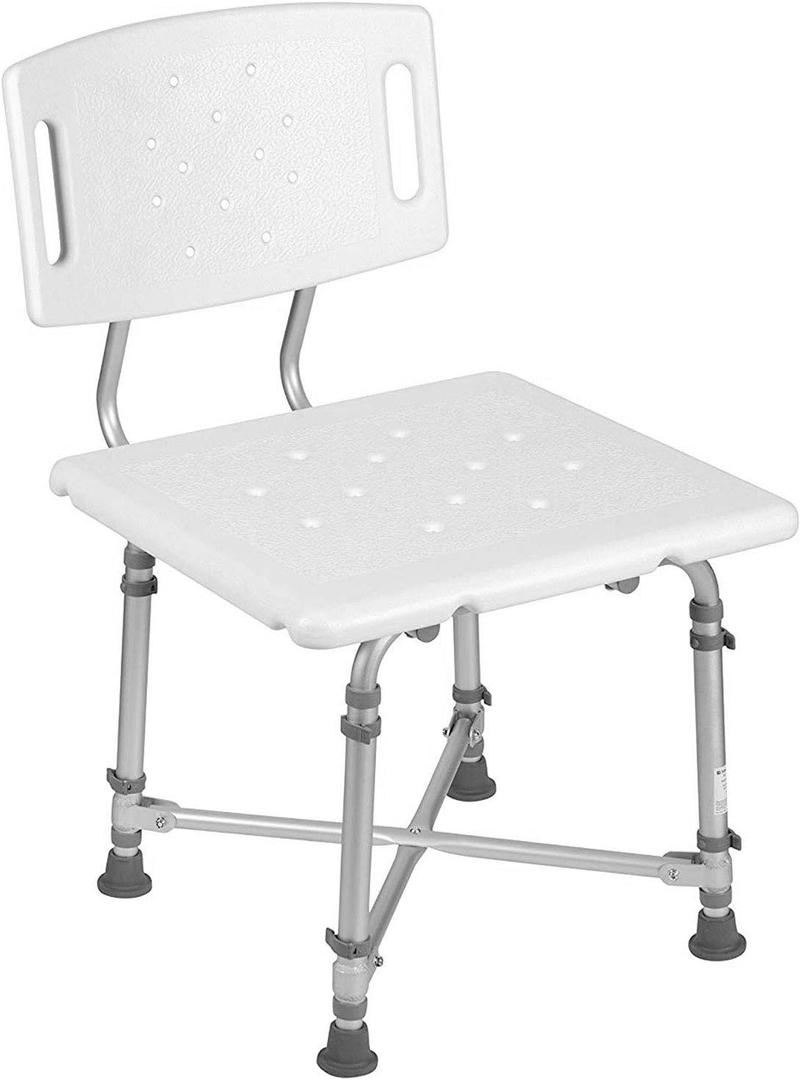 DMI Shower Chair Bath Seat for Tub or Shower Bench for Inside Shower, Made of Aluminum with Plastic Seat, FSA and HSA Eligible, Adjustable Height, Holds Weight Up to 500 Pounds, Bath Chair, White