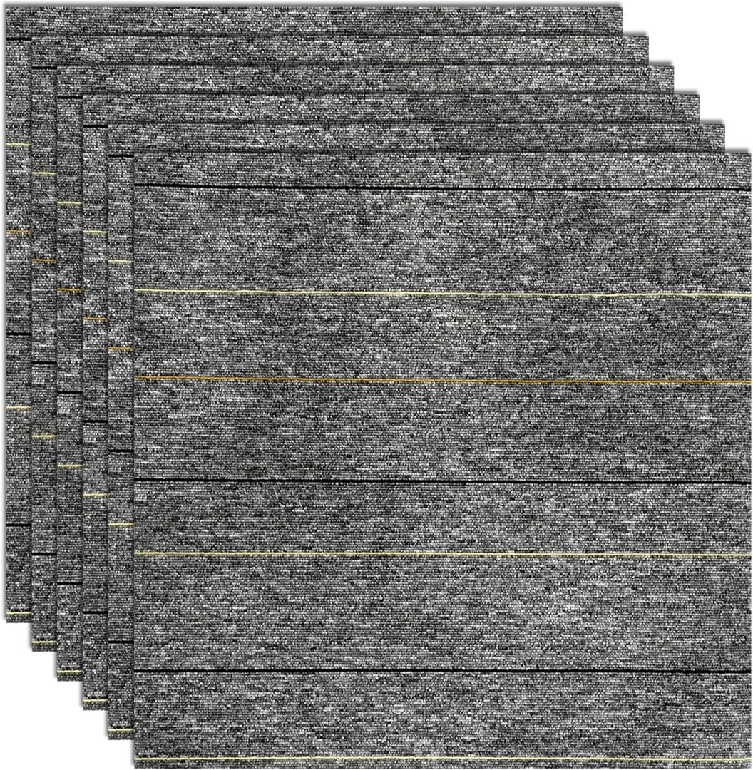 24 * 24in Self-Adhesive Carpet Tiles, Peel and Stick Floor Squares for Home Office, Removable Decorative Rug Mat, Easy Install, Sound Absorbing (10Pcs Light Grey) (20 PACK)