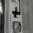 Aolemi Freestanding Bathtub Faucet Floor Mount Tub Filler Single Handle Brass Standing Bathtub Tap with Handheld Spray Swivel Right Angle Waterfall Spout Matte Black