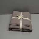 MooMee Bedding Duvet Cover Set 100% Washed Cotton Linen Like Textured Breathable Durable Soft Comfy (Heathered Mauve Brown, King 104"x90")